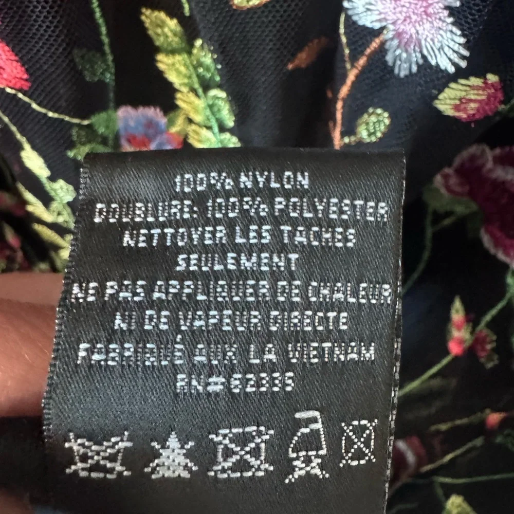 NWOT Aqua Black Floral Mesh Evening Gown - Picture 11 of 13